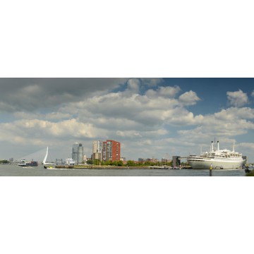fotowand, fotobehang, muurposter Rotterdam Skyline en Erasmusbrug, Euromast, kop van zuid fotowand, fotobehang, muurposter Rotterdam Skyline en Erasmusbrug, Euromast, kop van zuid