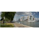 Fotowand, fotobehang, muurposter Rotterdam Skyline en Erasmusbrug, kop van zuid