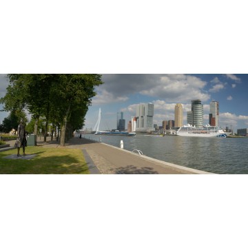 Fotowand, fotobehang, muurposter Rotterdam Skyline en Erasmusbrug, kop van zuid Fotowand, fotobehang, muurposter Rotterdam Skyline en Erasmusbrug, kop van zuid