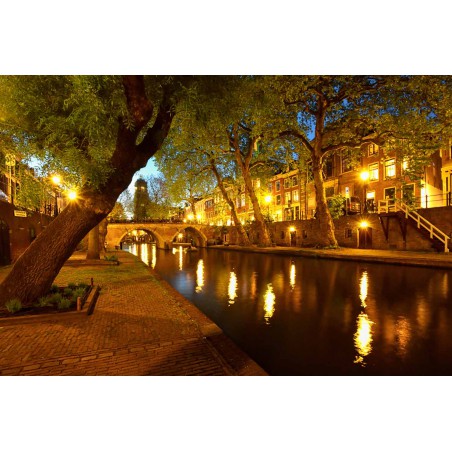 Fotowand fotobehang Oude gracht met de Dom Utrecht fotowandenshop.nl