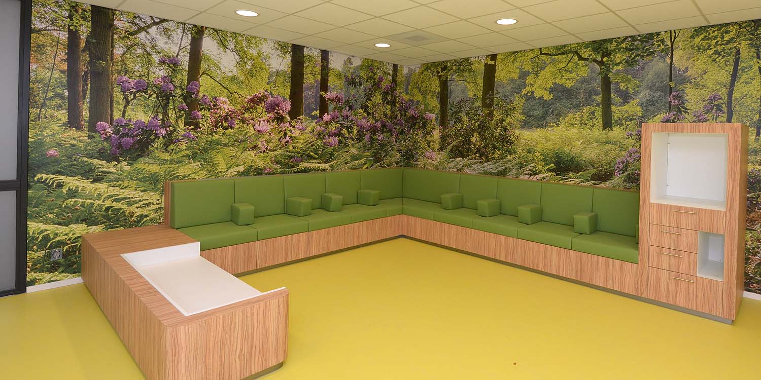 natuurfotowand in de wachtkamer